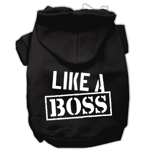 Like a Boss Screen Print Pet Hoodie — Black (3XL)