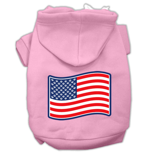 Paws & Stripes Screen Print Pet Hoodie — Light Pink (Extra Small)