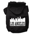 Los Angeles Skyline Screen Print Pet Hoodie — Black (2XL)