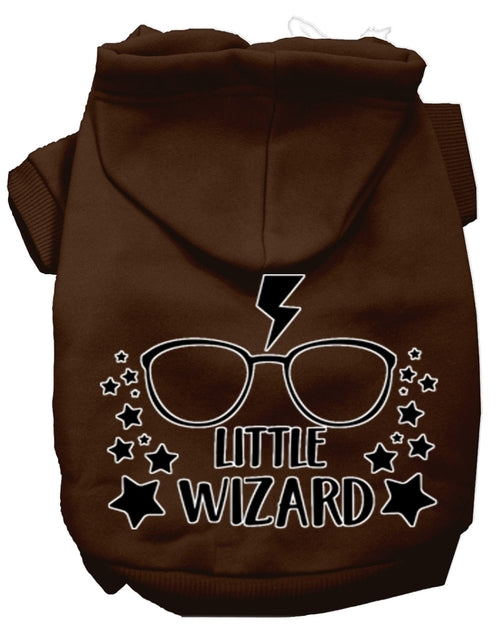 Little Wizard Screen Print Dog Hoodie — Brown (3XL)