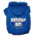 Birthday Boy Screen Print Pet Hoodie — Blue (Extra Small)