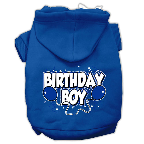 Birthday Boy Screen Print Pet Hoodie — Blue (Extra Small)