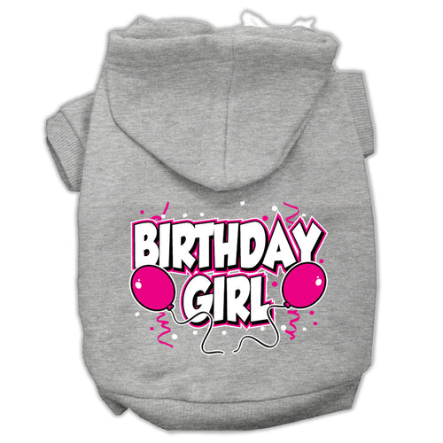 Birthday Girl Screen Print Pet Hoodie — Grey (Extra Large)