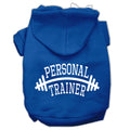 Personal Trainer Screen Print Pet Hoodie — Blue (Extra Small)