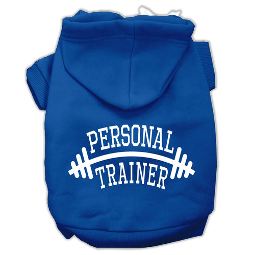Personal Trainer Screen Print Pet Hoodie — Blue (Extra Small)