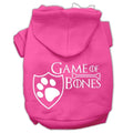 Game of Bones Screen Print Dog Hoodie — Bright Pink (Small)