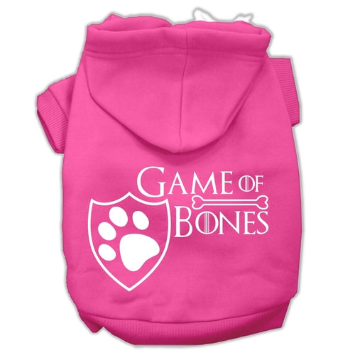 Game of Bones Screen Print Dog Hoodie — Bright Pink (Small)