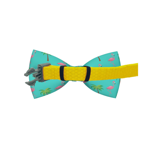 Flamingo & Palm Tree Dog Bow Tie — Miami Vice Style