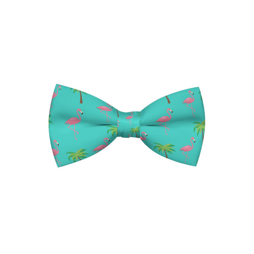 Flamingo & Palm Tree Dog Bow Tie — Miami Vice Style