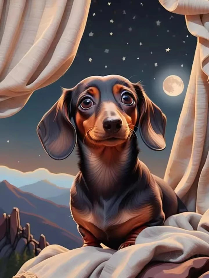 Dachshund 5D Diamond Painting Kit – DIY Dog Art Mosaic Craft for Home Decor