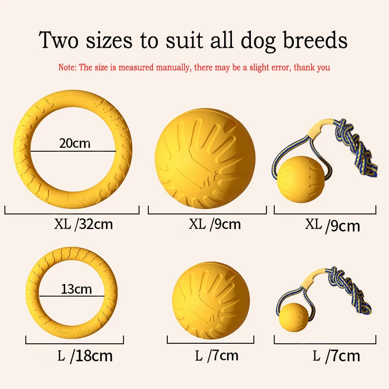 EVA Dog Toy Set – Durable Chew Toys, Ball, Tug Ring & Flying Disc for Dogs