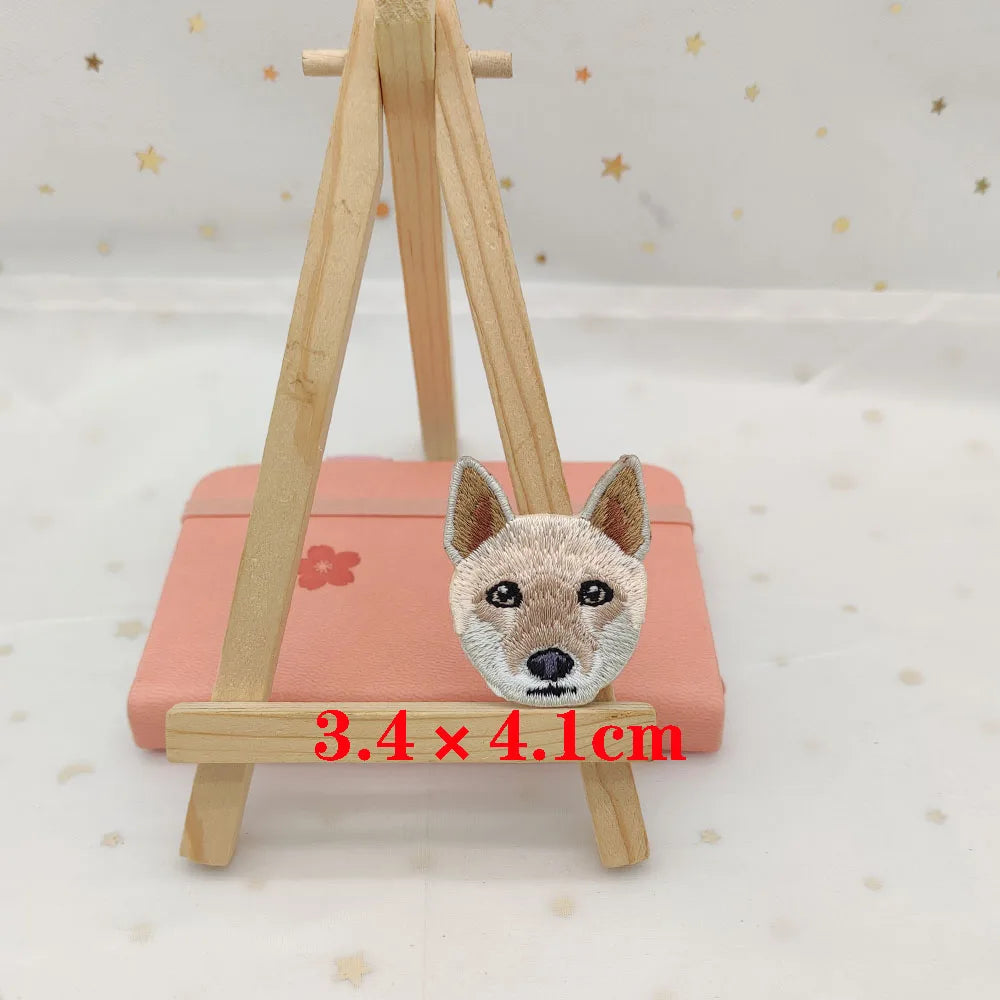 Dog Embroidery Iron-On Patch – Cute Dog Head Applique for Clothing & DIY