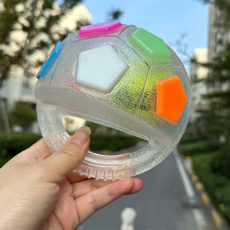Squeaky Soccer Ball Dog Toy with Handle – Tug of War & Fetch Toy for All Breeds
