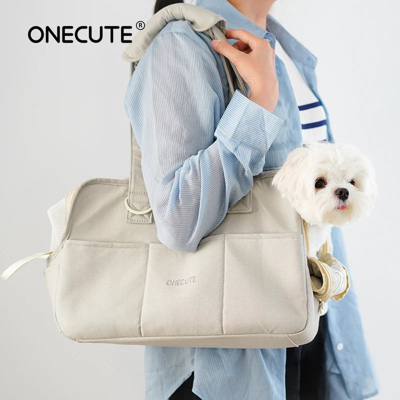 Portable Shoulder Dog Carrier Bag — Cotton Handbag for Small Dogs & Cats
