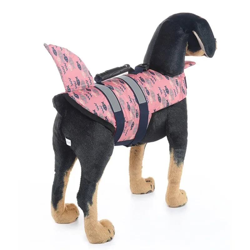 Shark Dog Life Jacket – Buoyancy Swim Vest with Rescue Handle for Dogs