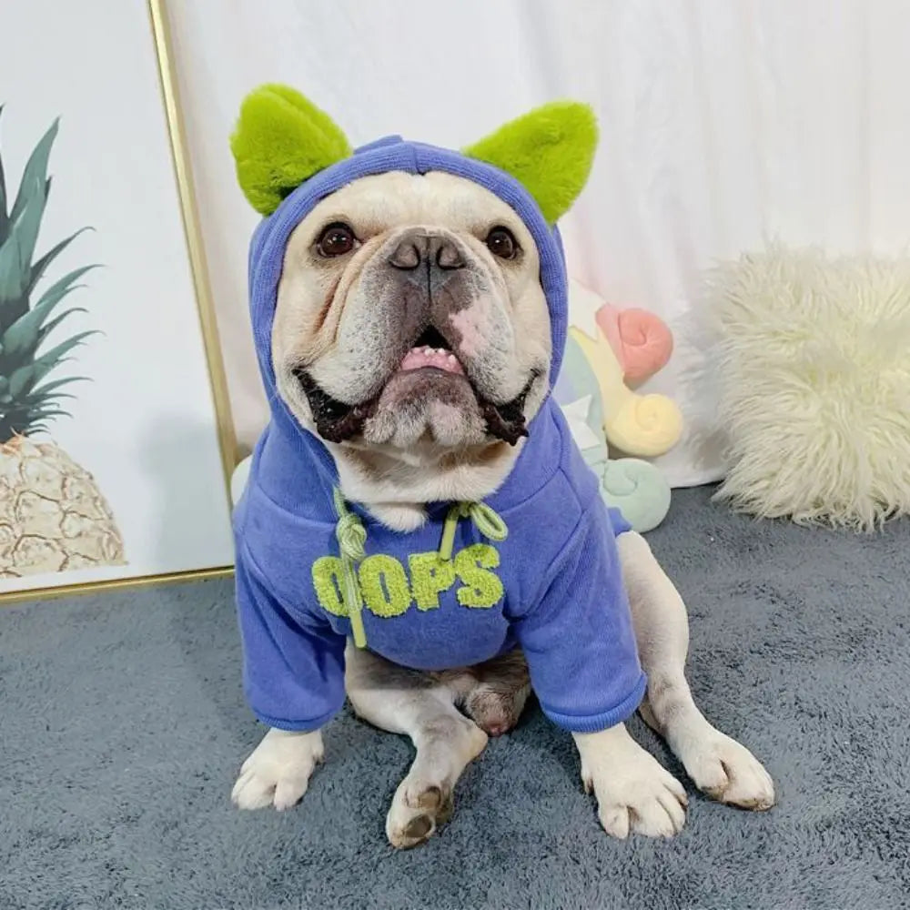 Dog Hoodie Sweatshirt — "COPS" Letter Print with Floppy Ears