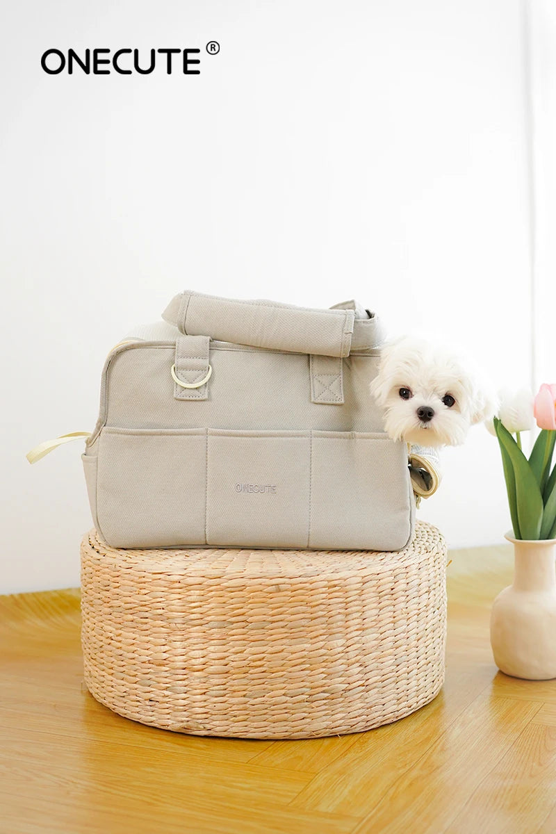 Portable Shoulder Dog Carrier Bag — Cotton Handbag for Small Dogs & Cats