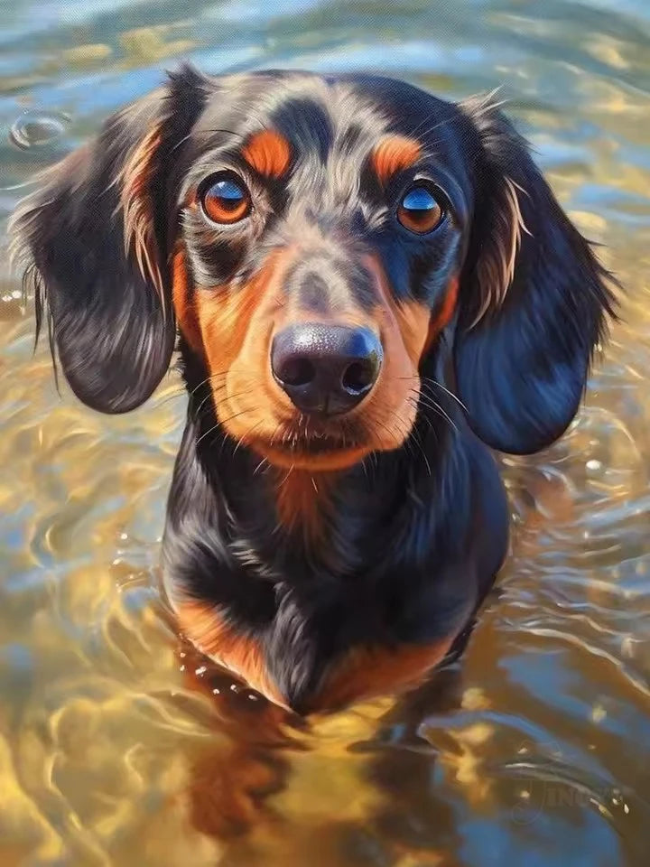 Dachshund 5D Diamond Painting Kit – DIY Dog Art Mosaic Craft for Home Decor