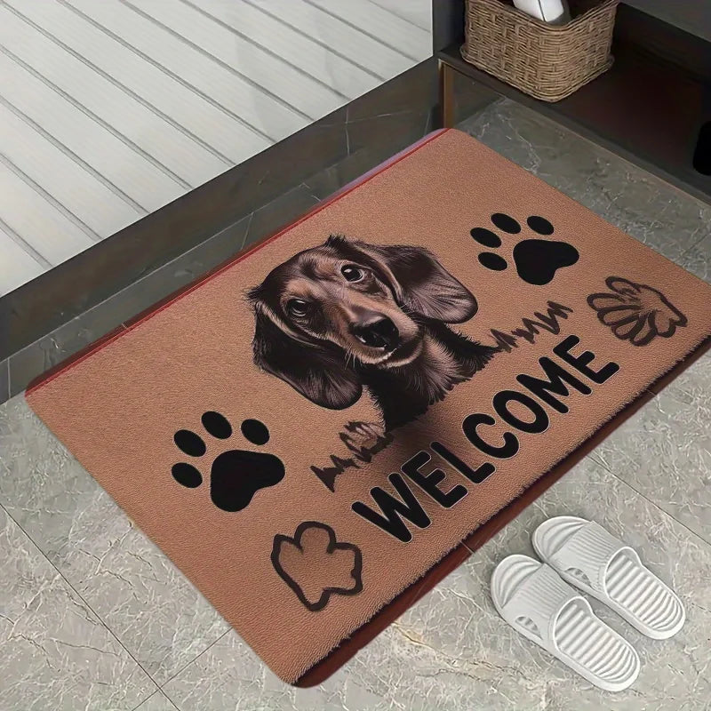 Dachshund Welcome Rug — Velvet Flannel Floor Mat for Dog Lovers