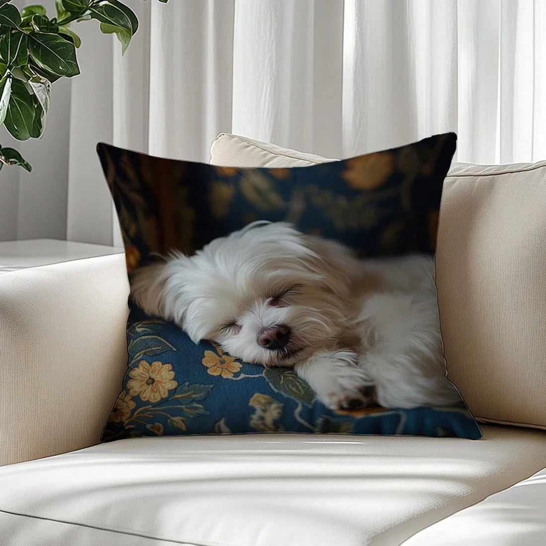 Cute Sleeping Dog Pillow Cover — Double-Sided Cushion Case 45×45cm