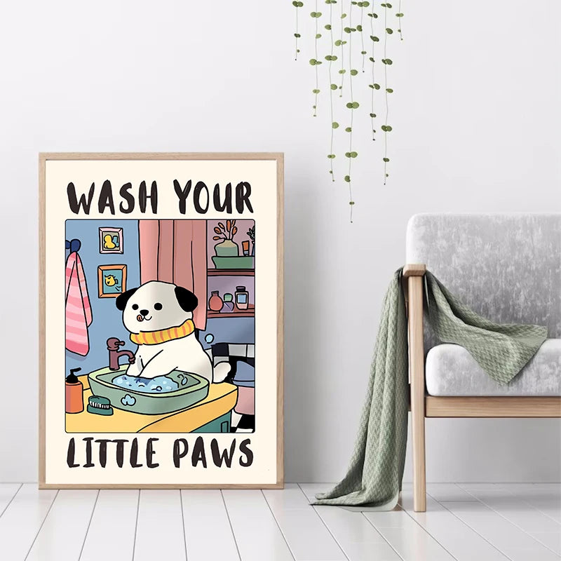 Funny Dog & Cat Bathroom Poster – “Excuse Me, Are You Pooping?” Wall Art Print