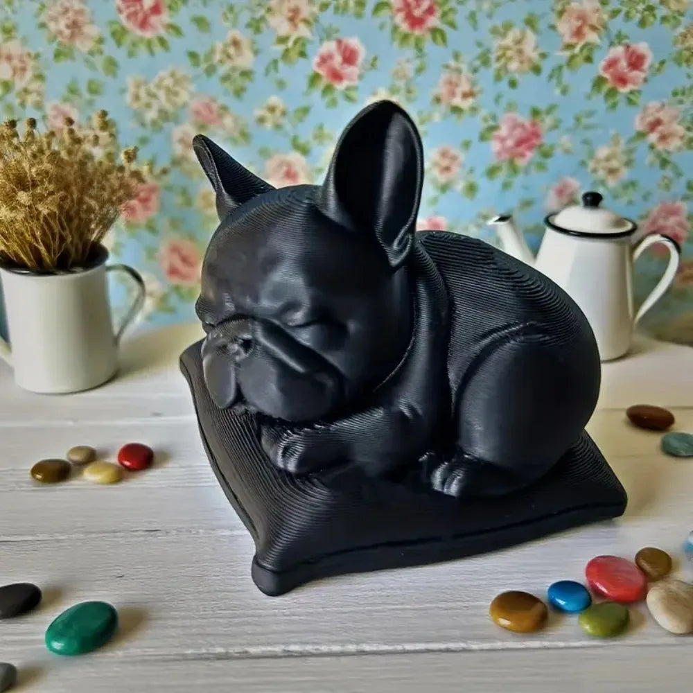 Sleeping Bulldog Statue Ornament – Pillow-Style Bulldog Figurine for Home & Office Decor