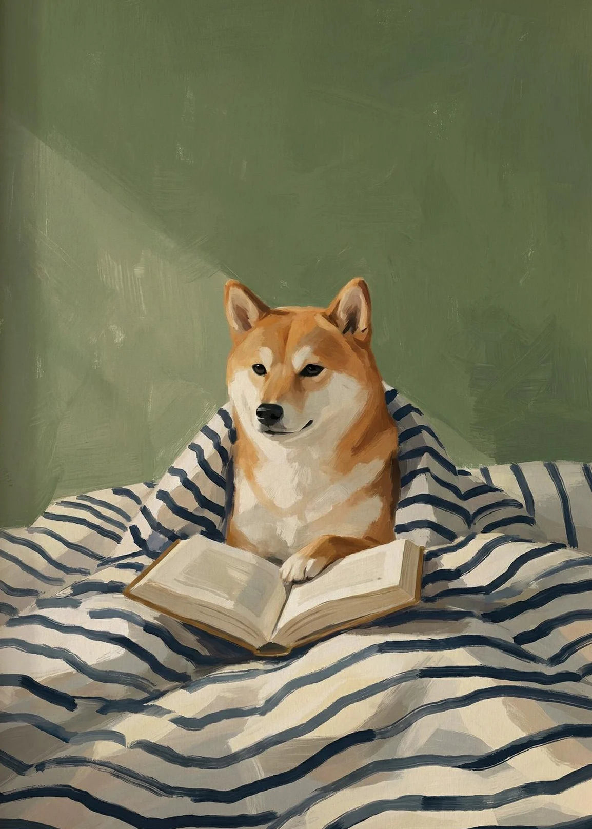 Funny Animals Reading & Relaxing Canvas Print – Dog, Cat, Fox & Raccoon Wall Art