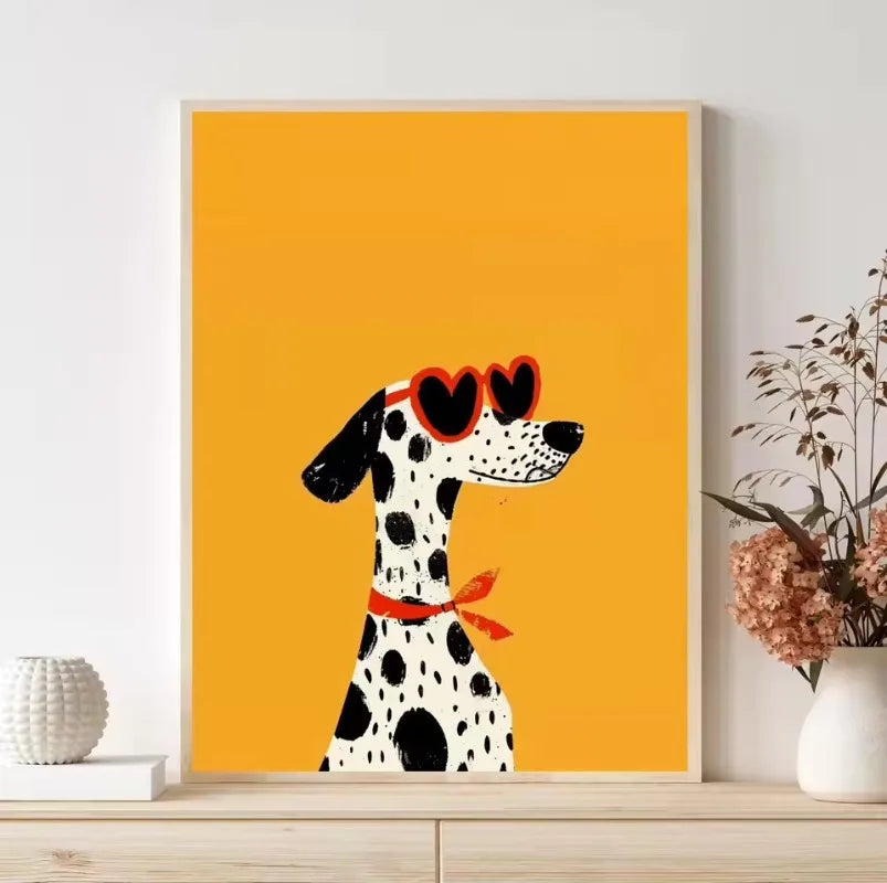 Cartoon Dog Illustrations Canvas Print – Cute Nordic Wall Art for Dog Lovers