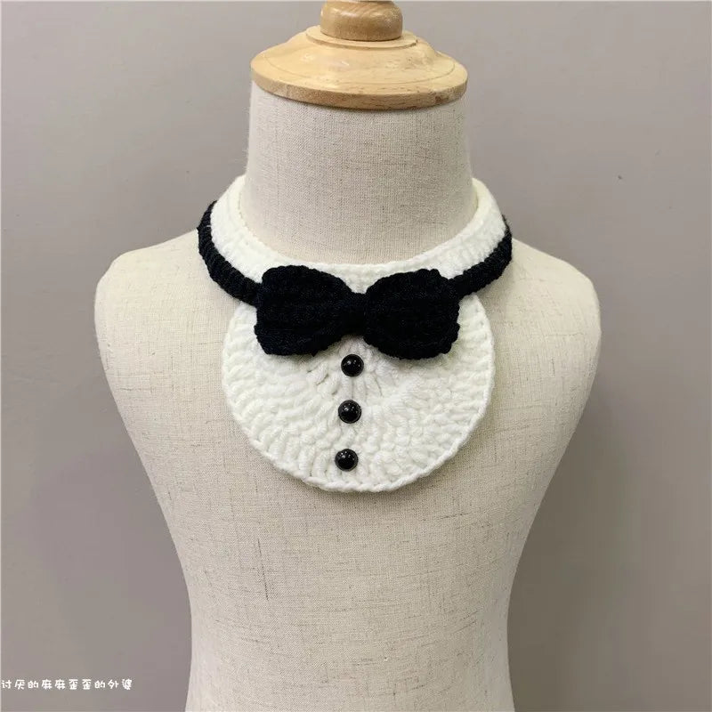 Hand-Knitted Dog Bib Scarf — Cute Cotton Collar for Small Dogs & Cats