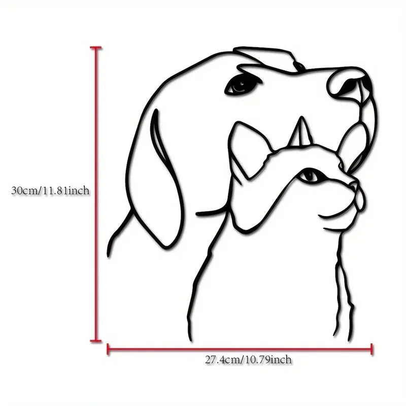 Classic Metal Dog & Cat Wall Art Sculpture — 11.81" Line Art