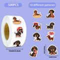 500PCS Cute Sausage Dog Cartoon Roll Sticker, Hand Account Envelope Seal Sticker, Waterproof Decorative Sticker