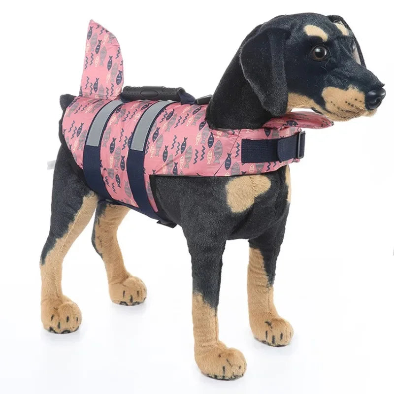 Shark Dog Life Jacket – Buoyancy Swim Vest with Rescue Handle for Dogs