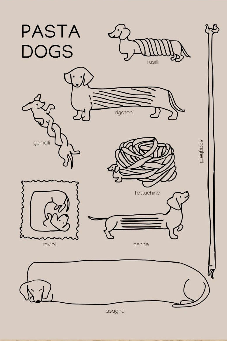 Minimalist Dachshund Dopamine Poster – Fun Puppy Wall Art Print