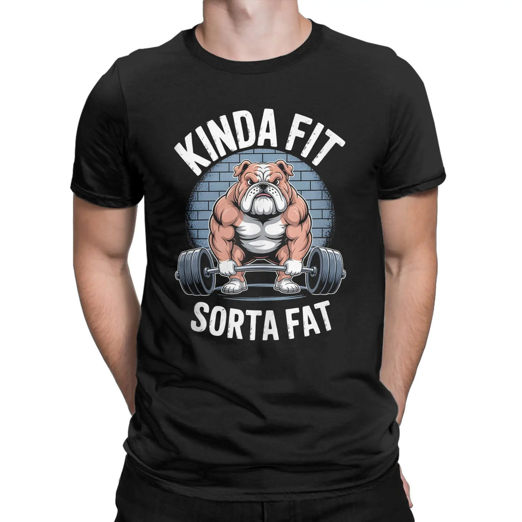 Kinda Fit Sorta Fat T-Shirt — Funny Bulldog Weightlifting Gym Tee