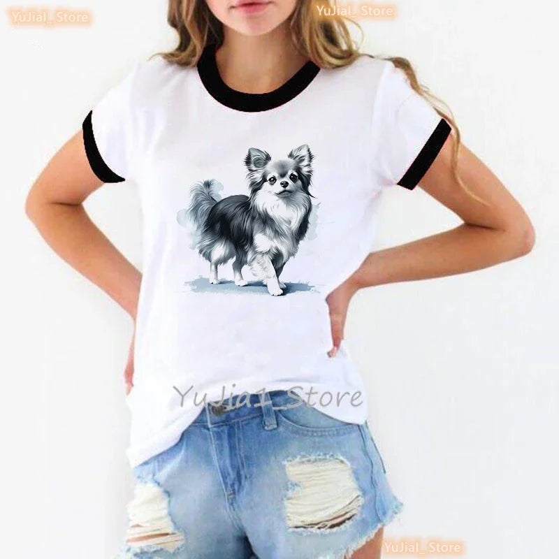 Cute Chihuahua T-Shirt — Kawaii Harajuku Dog Print Women's Summer Tee