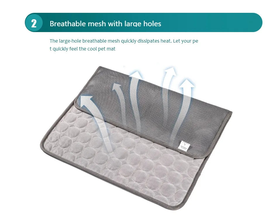 Cool Down Pet Cooling Mat — Breathable Dog & Cat Bed Blanket (XS–XXL)