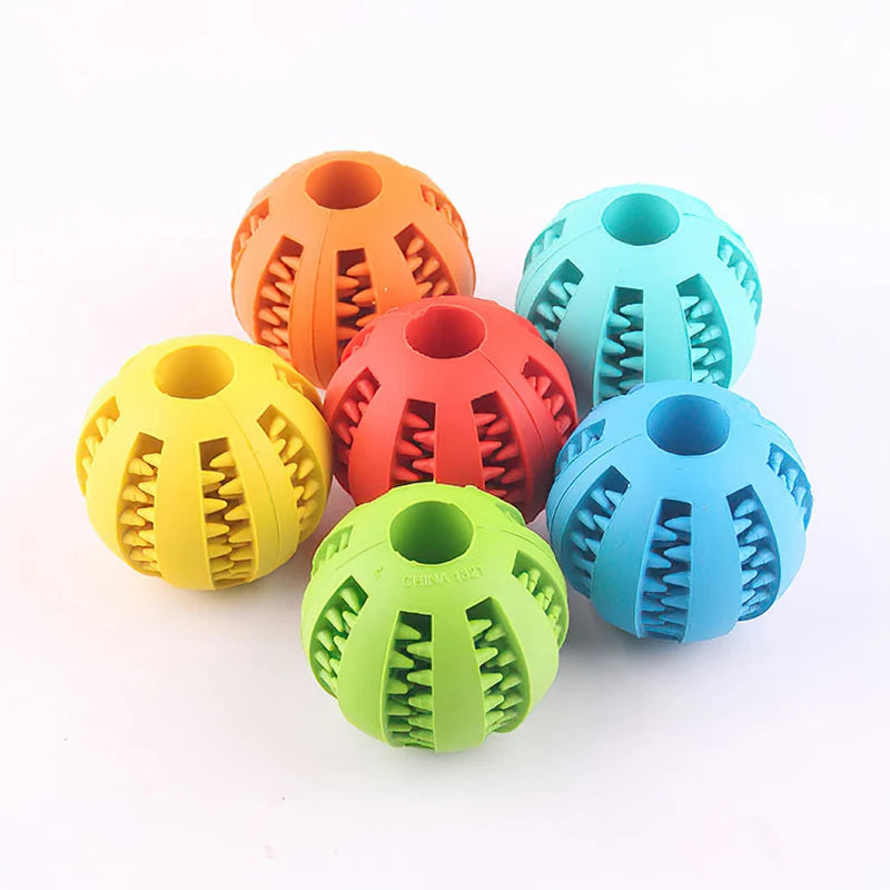 Rubber Treat Ball Dog Toy – Interactive Chew & Dental Cleaning Toy for Dogs