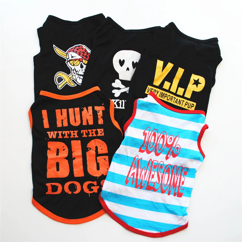 Funny Letter Print Dog Shirts for Small Dogs – Soft Breathable Summer Pet T-Shirts