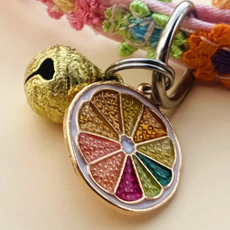 Colorful Dog & Cat Collar with Bell — Cartoon Paw Print, Adjustable, 14 Colours