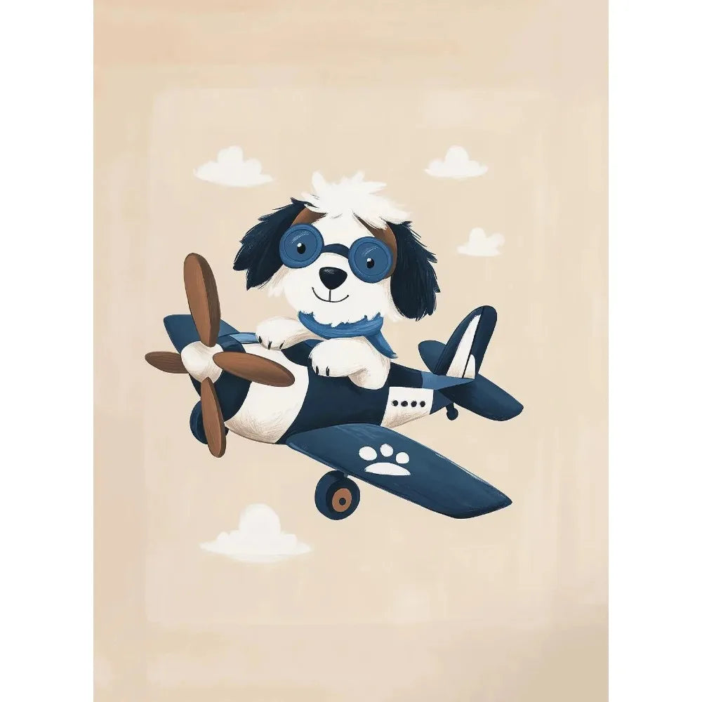 Cartoon Dog Illustrations Canvas Print – Cute Nordic Wall Art for Dog Lovers