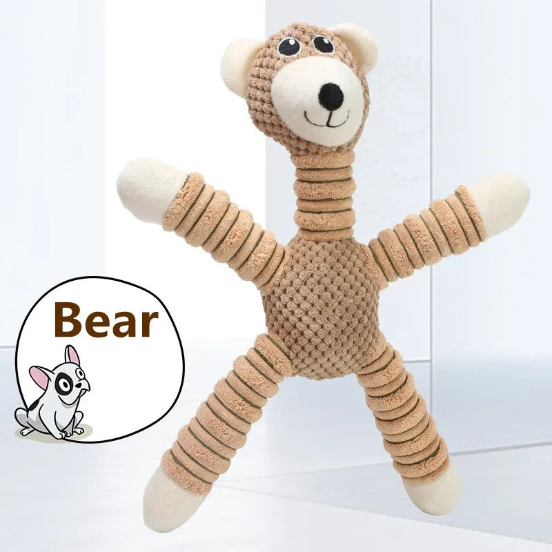 Squeaky Plush Dog Toy — Soft Animal Shape Chew & Molar Toy
