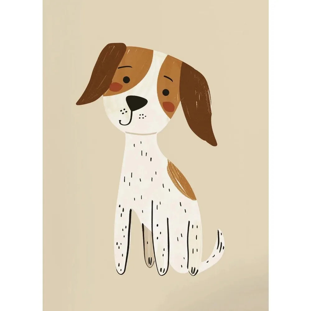 Cartoon Dog Illustrations Canvas Print – Cute Nordic Wall Art for Dog Lovers