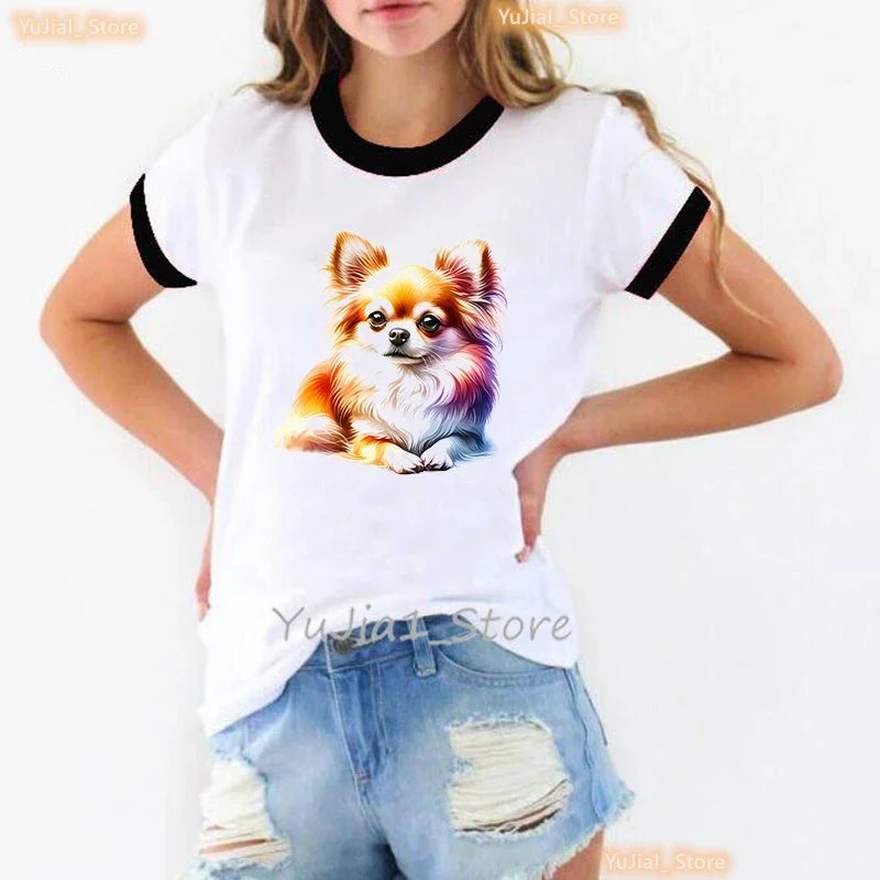 Cute Chihuahua T-Shirt — Kawaii Harajuku Dog Print Women's Summer Tee