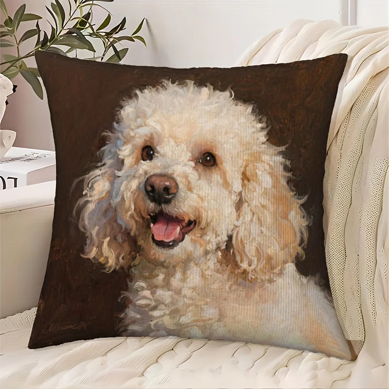Dog Lover Oil Painting Pillow Cover — Double-Sided Print Cushion Case