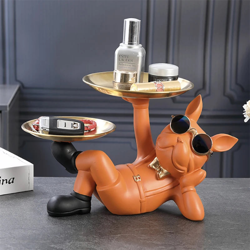 Colourful Bulldog Statue – Resin Dog Figurine for Home Decor, Shelf & Desk