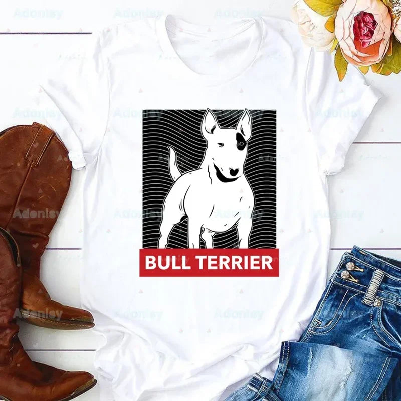 Bull Terrier T-Shirt — Cute Dog Group Graphic Tee for Women (S–XXXL)