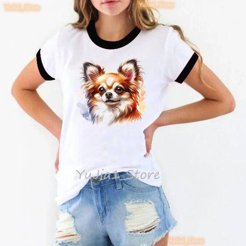Cute Chihuahua T-Shirt — Kawaii Harajuku Dog Print Women's Summer Tee