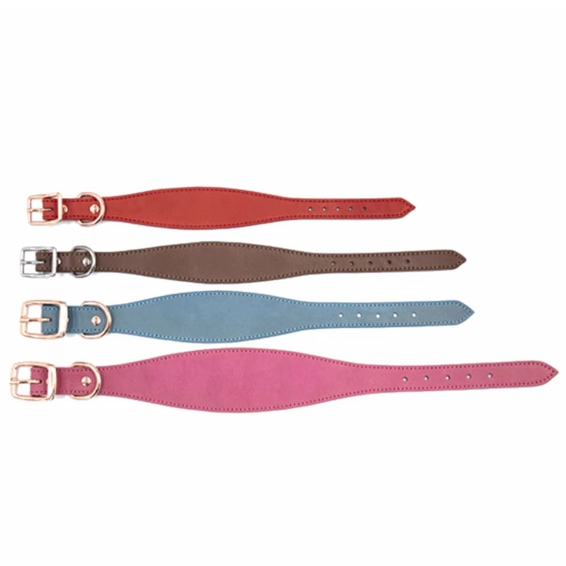 Wide Padded Leather Dog Collar | Comfortable Collar for Greyhounds, Lurchers & Sighthounds
