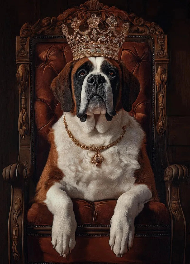 Royal Dog Portrait Canvas Print – Watercolour Wall Art for Dog Lovers