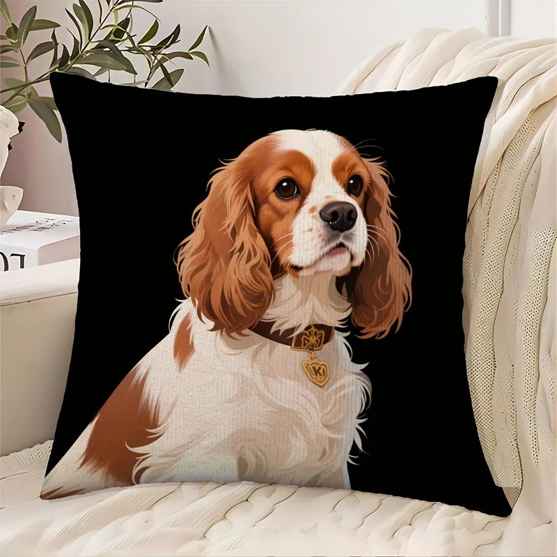 Dog Lover Oil Painting Pillow Cover — Double-Sided Print Cushion Case